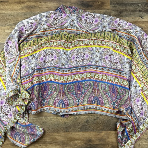 KAS New York Anthropologie XS/S Kimono Cardigan Paisley Shawl Flowy BOHO Wrap - Picture 2 of 7